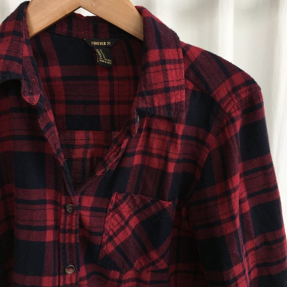 Red and Black Plaid/Flannel Shirt - Picture 3 of 4
